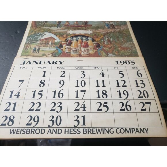 REPRO Weisbrod & Hess Oriental Brewery Philadelphia PA Beer Calendar 21" X 11” - Picture 4 of 5